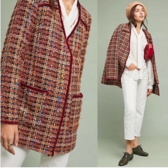 Anthropologie x Ett Twa • berwyn tweed jacket red sz S - Picture 2 of 14
